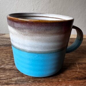 Turquoise and Brown Sunset Ceramic Now Designs Mug, coffee, tea, glaze pottery